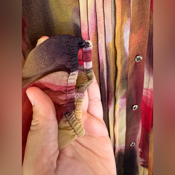 Calvin Klein Red and Gold Graphic Blouse Plus Size Women's 1X - Picture 4 of 10